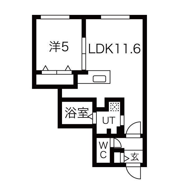 ブランシャールTSCOURT 発寒(1LDK/4階)の間取り写真