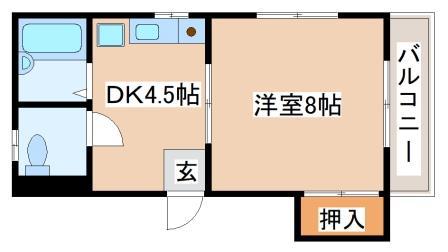 シマダハイム(1DK/2階)の間取り写真