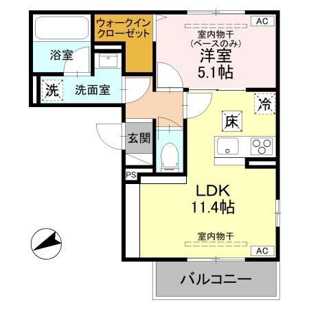 リヴェール内灘(1LDK/1階)の間取り写真