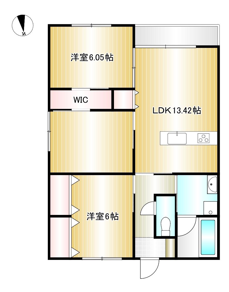 ALMA(2SLDK/2階)の間取り写真