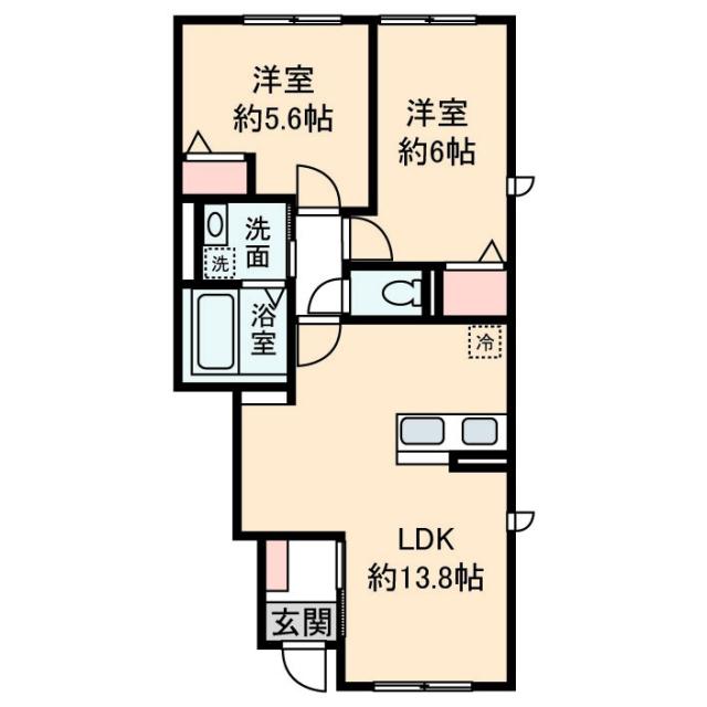 クレールII(2LDK/1階)の間取り写真