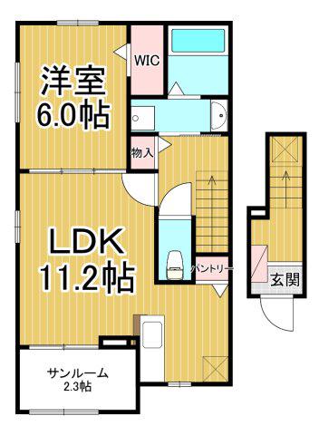 ALBA FRESCA(1LDK/2階)の間取り写真