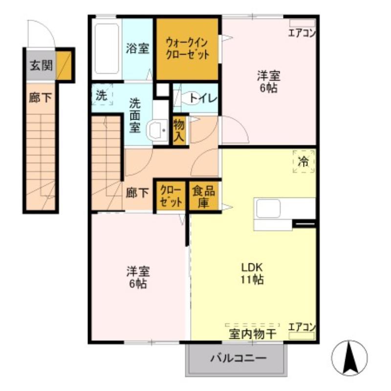 サンクブランシュA(2LDK/2階)の間取り写真