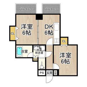 CITY SPIRE難波プレミア(2DK/10階)の間取り写真