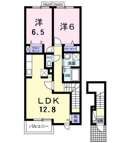 エフティナイン(2LDK/2階)の間取り写真