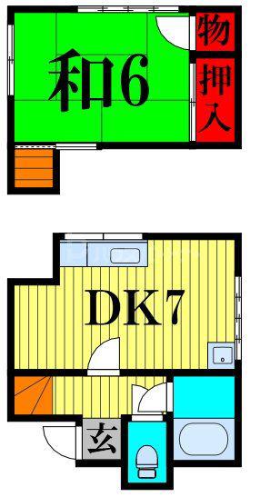 西水元5丁目メゾン(1DK/2階)の間取り写真
