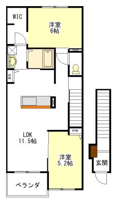 ベルアンドロスB(2LDK/2階)の間取り写真