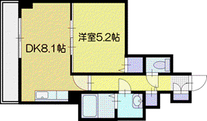 GRACEVILLA一番館(1LDK/8階)の間取り写真