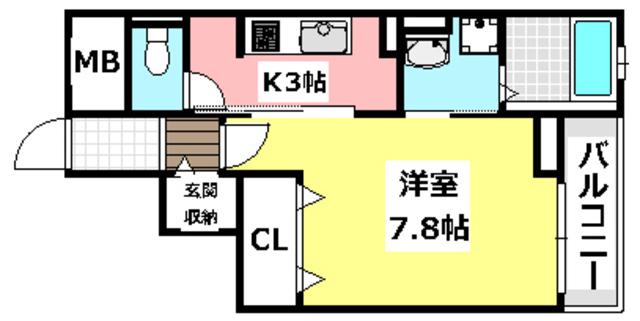 グランシャリオ(1K/3階)の間取り写真