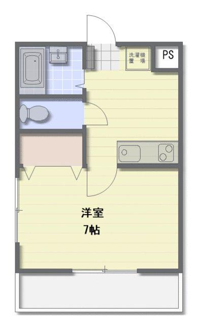 ソレーユ小川(1K/3階)の間取り写真