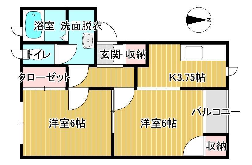 ルーチェB(2K/2階)の間取り写真