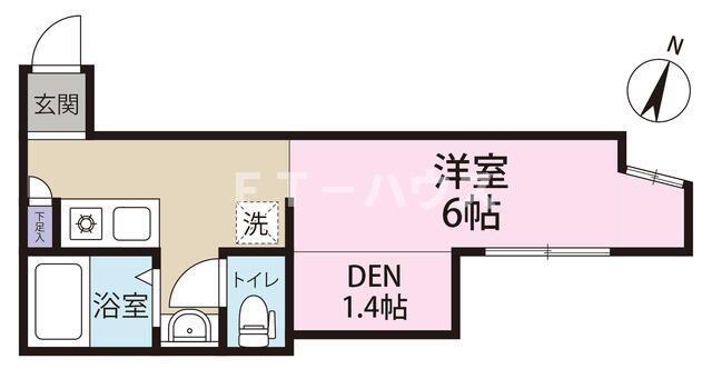 プレミアコート原木中山(ワンルーム/1階)の間取り写真