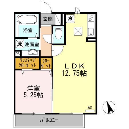 アーク・シエル(1LDK/1階)の間取り写真