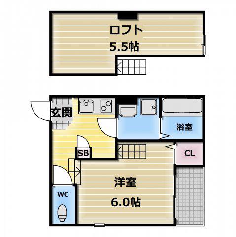 ルーイヒハイム(1K/2階)の間取り写真