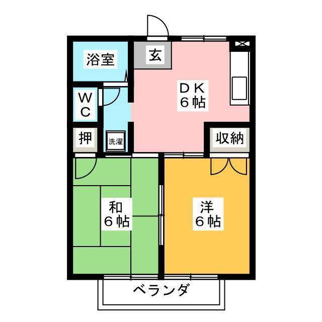 サマックスヴィラB(2DK/2階)の間取り写真