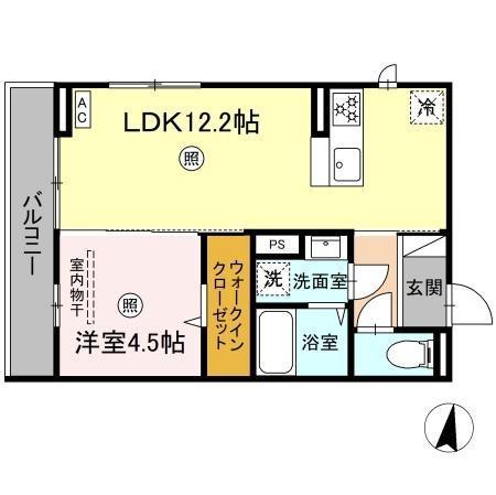 サニーサイド幸町(1LDK/3階)の間取り写真