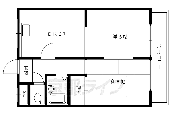 アーク本丸(2DK/1階)の間取り写真