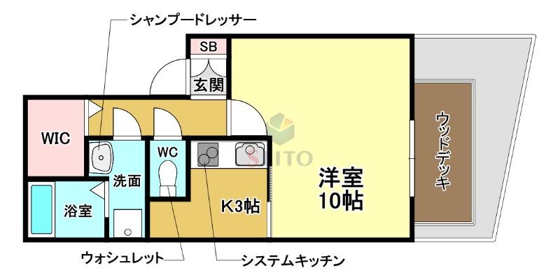 クレール濱シリ(1SK/1階)の間取り写真