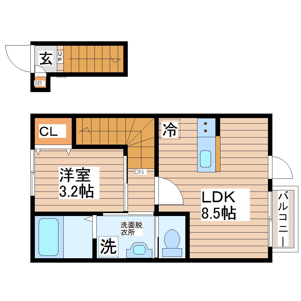 FINECOURT(1LDK/2階)の間取り写真