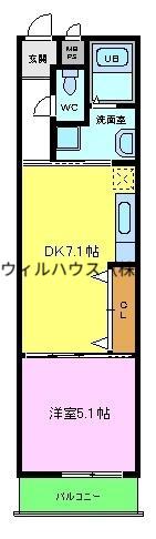 フジパレス浜寺サウスⅡ番館(1DK/2階)の間取り写真