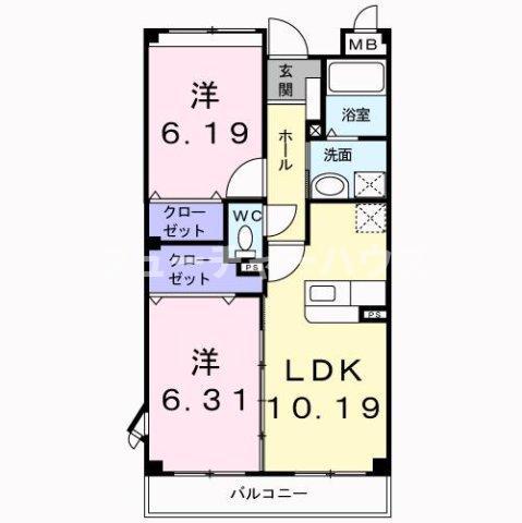 メゾン見川(2LDK/3階)の間取り写真