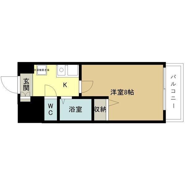 ウィンヒルズ難波西(1K/5階)の間取り写真