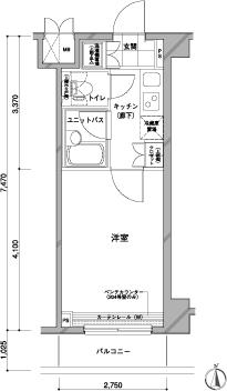 ルーブル蒲田六番館(1K/5階)の間取り写真