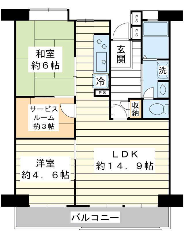 美浜東エステート7号棟(2SLDK/1階)の間取り写真