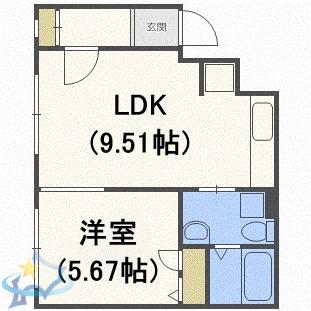 PRESENCE発寒南2(1LDK/4階)の間取り写真