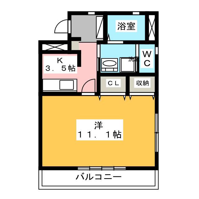 シェルクレールS(1K/3階)の間取り写真