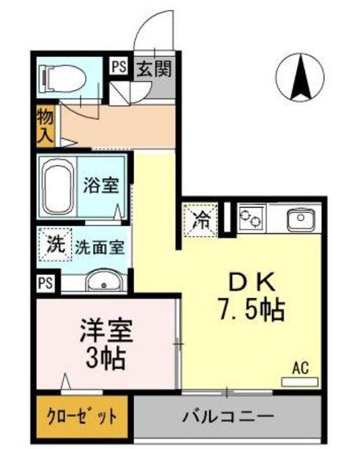 セジュールオッツM(1DK/2階)の間取り写真
