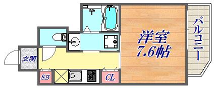 レジデンス三宮東グルーブ(1K/7階)の間取り写真