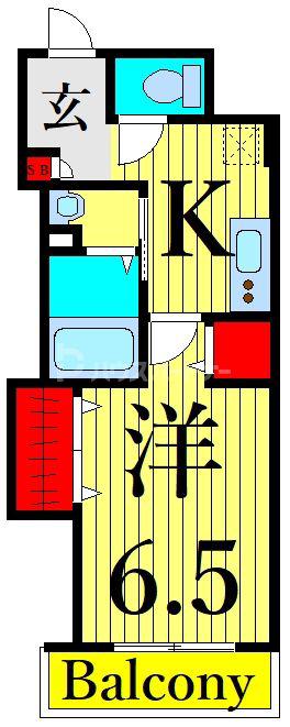GLガーデン町屋(1K/1階)の間取り写真