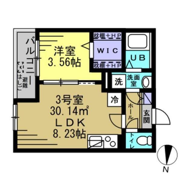 AJ新越谷(1LDK/2階)の間取り写真