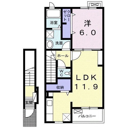 グラース・TYII(1LDK/2階)の間取り写真