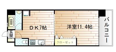 コンプレート古船場(1LDK/9階)の間取り写真