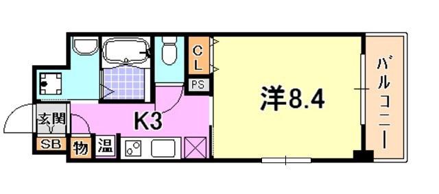 WILLDO浜崎通(1K/3階)の間取り写真