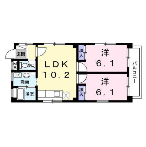 パティオハウス(2LDK/3階)の間取り写真