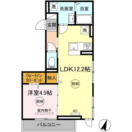 ルミナス空港東(1LDK/2階)の間取り写真