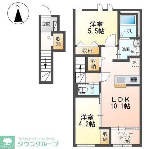 ヴァーチュアス II(2LDK/2階)の間取り写真