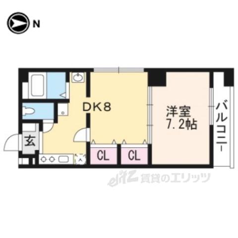 プレザント京都・東山(1DK/2階)の間取り写真