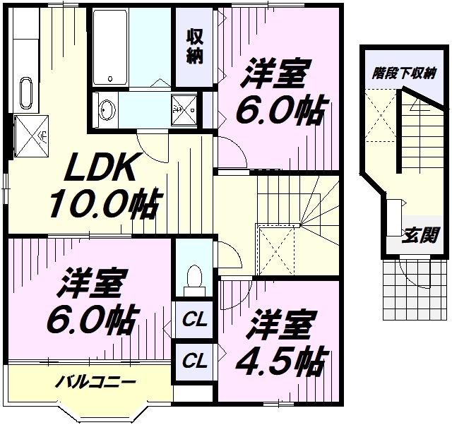 リス・メゾン B棟(3LDK/2階)の間取り写真