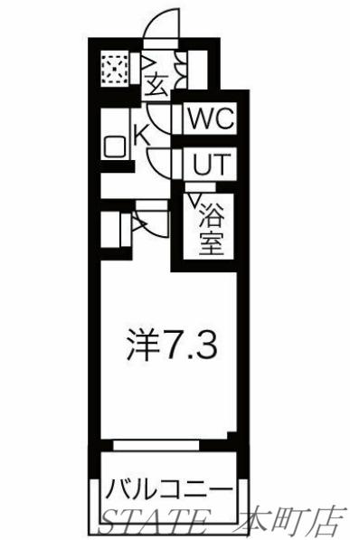 サムティ江戸堀ASUNT(1K/8階)の間取り写真