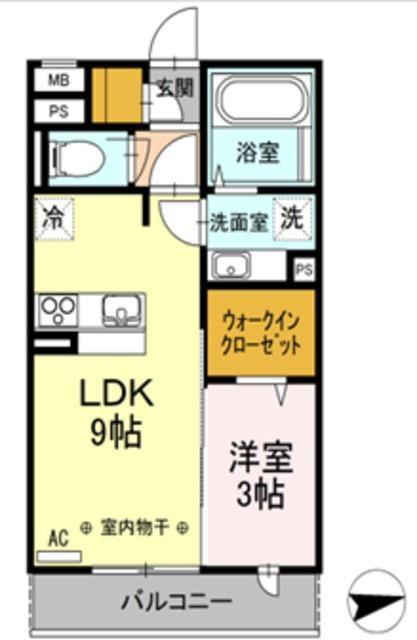 コゥジーコート(1LDK/3階)の間取り写真