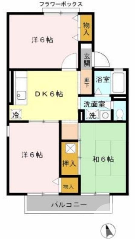 サンシャイン(3DK/2階)の間取り写真