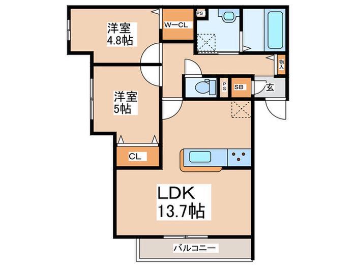 VILLA PACIFICO(2LDK/3階)の間取り写真