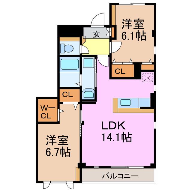 STOCK(2LDK/1階)の間取り写真