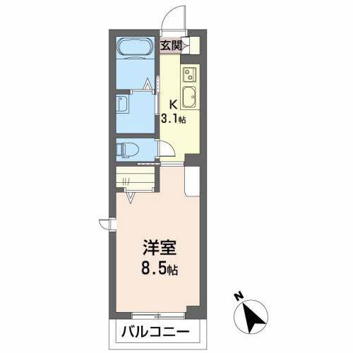 ルピナスガーデン(1K/2階)の間取り写真