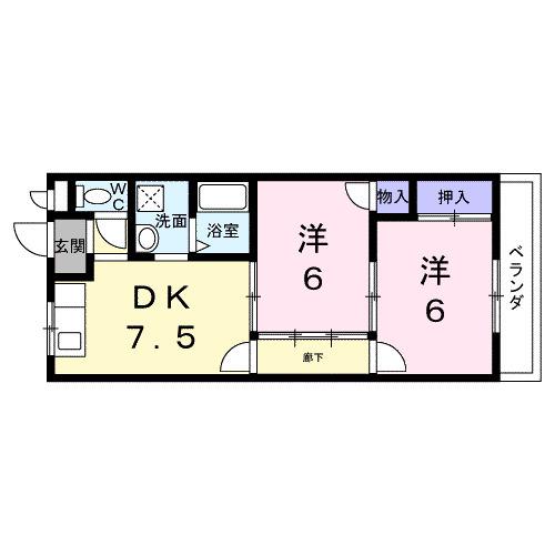 北野ハイツ(2DK/3階)の間取り写真