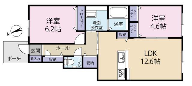 グレイスコート佐鳴台(2LDK/1階)の間取り写真